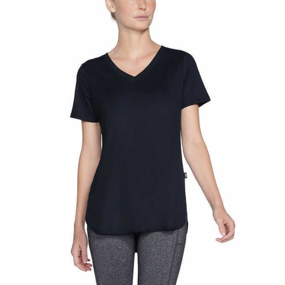 NWT Skechers GoWalk Women's Ribbed V Neck Short Sleeve Tee Black M $50 8HL080 - Picture 1 of 2